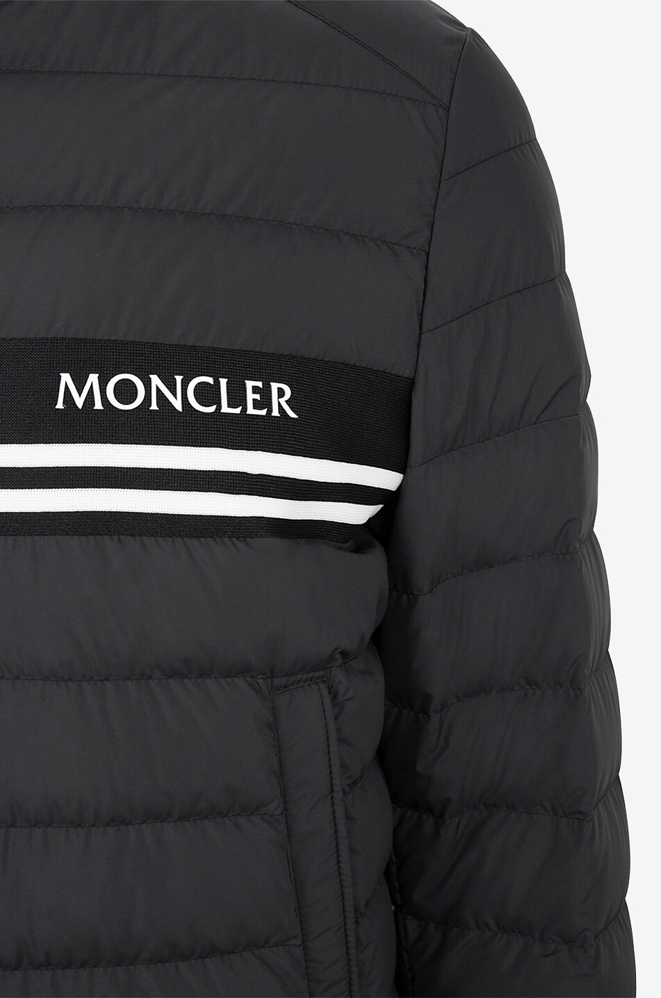 MONCLER Mounier logo detail adorned short down bomber jacket Men BLACK 3