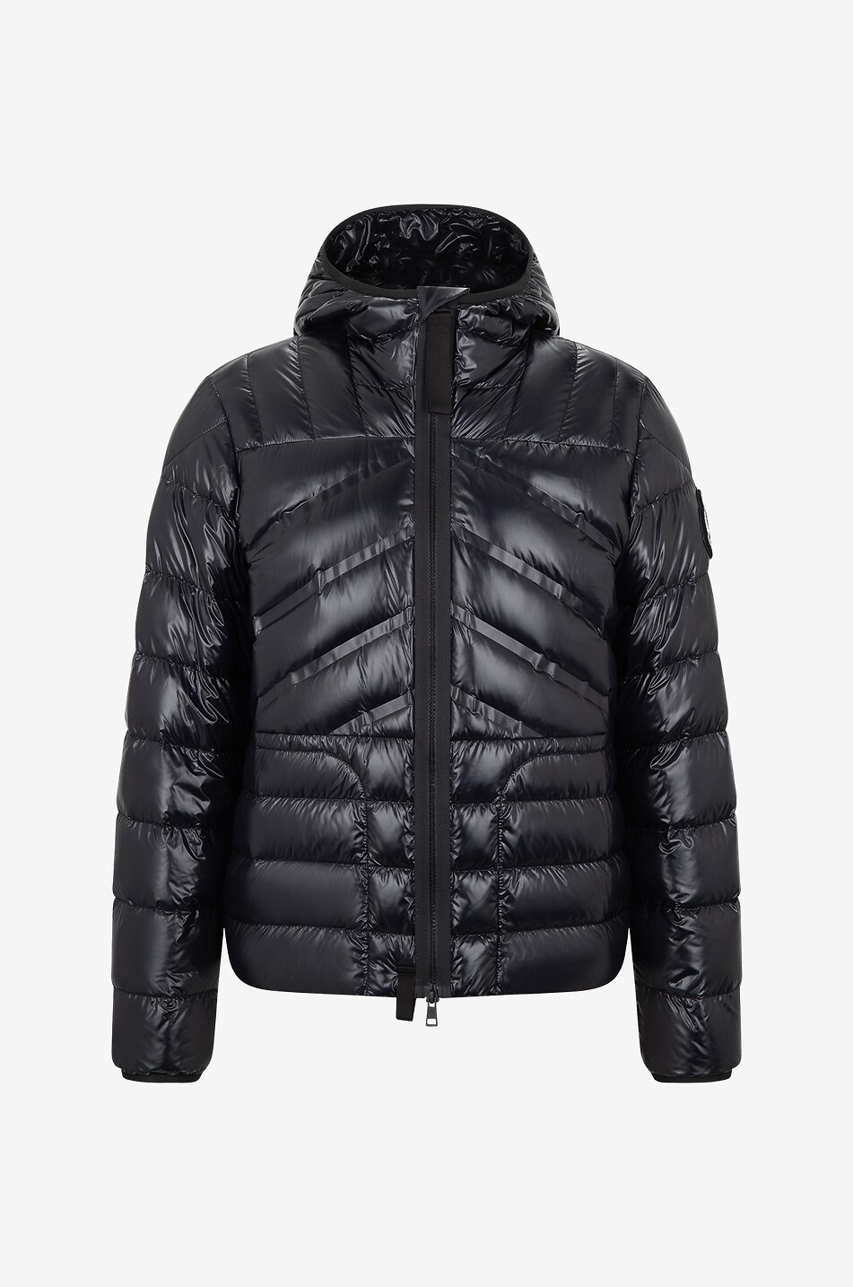 Kurze glänzende Daunenjacke mit Kapuze Chiwen