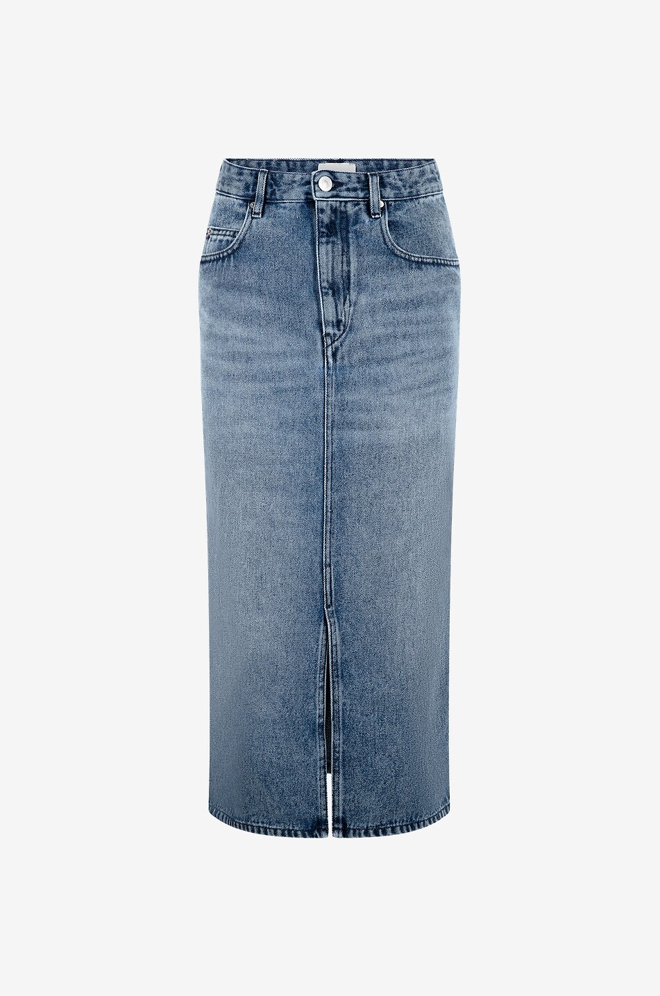 Midirock aus ausgewaschenem Denim Tilauria