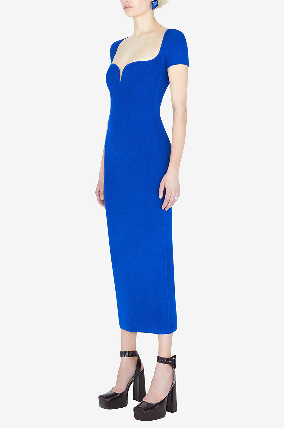 GALVAN LONDON Robe midi en maille Gaia Femme BLEU MOYEN 3