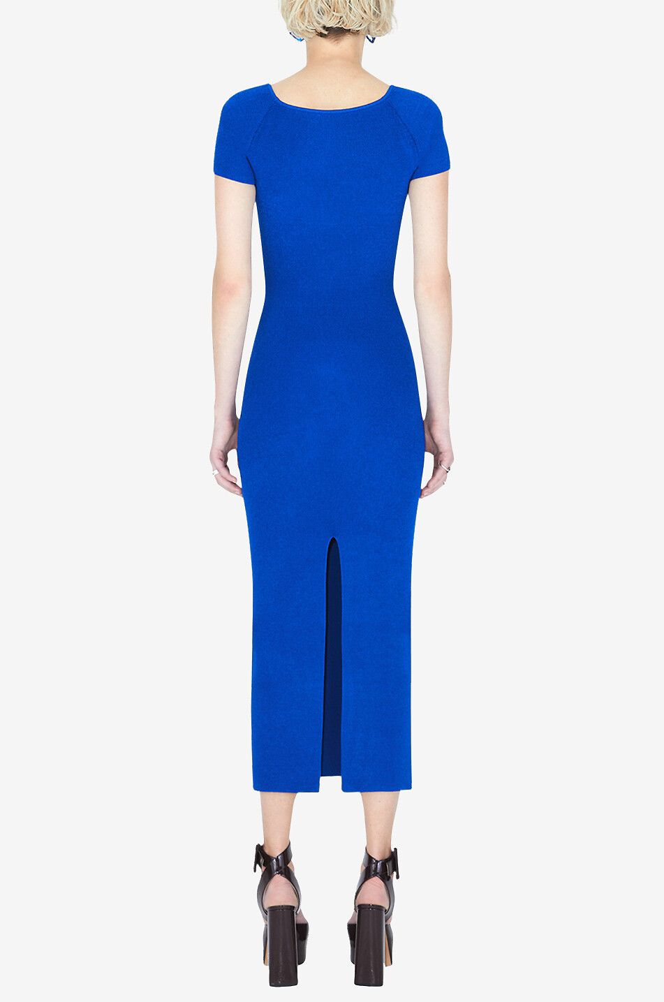 GALVAN LONDON Robe midi en maille Gaia Femme BLEU MOYEN 4