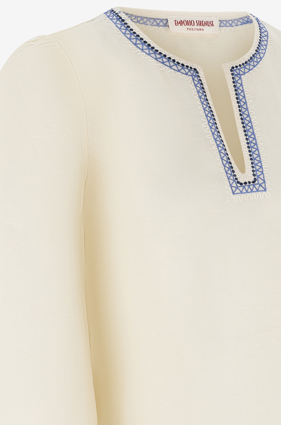 Bestickte Bluse aus Leinen und Baumwolle Vera