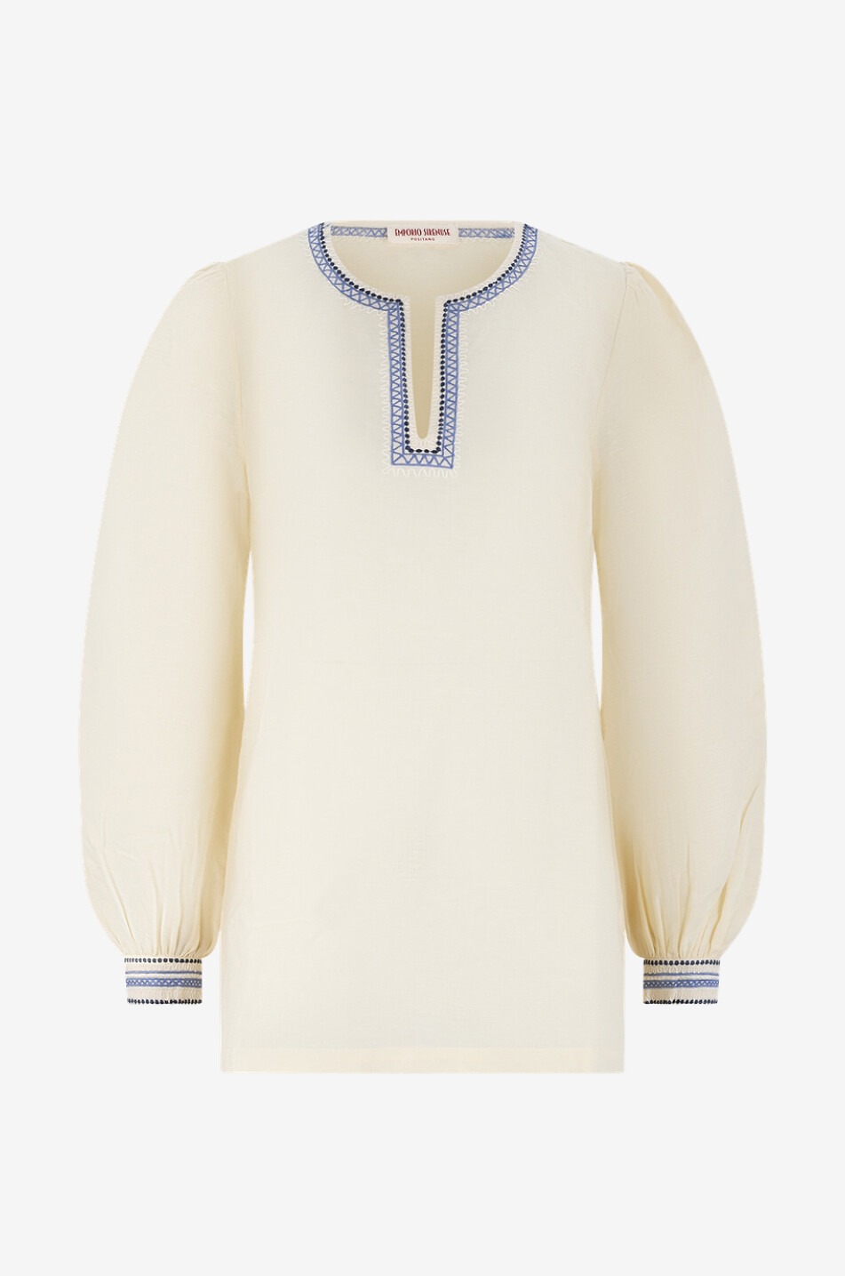 Bestickte Bluse aus Leinen und Baumwolle Vera