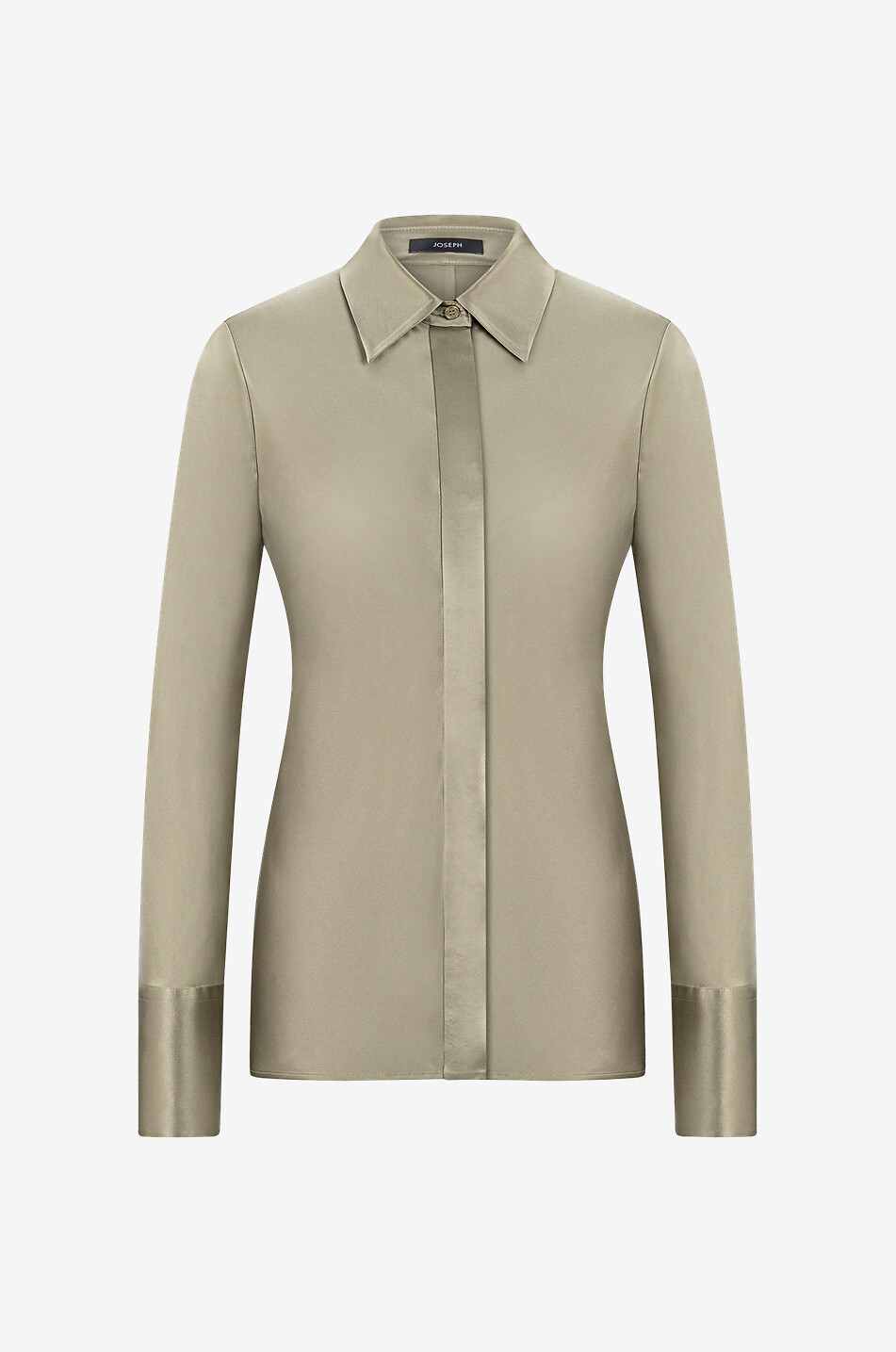 JOSEPH Chemise cintrée à manches longues en soie Brunel Femme VERT CLAIR 1