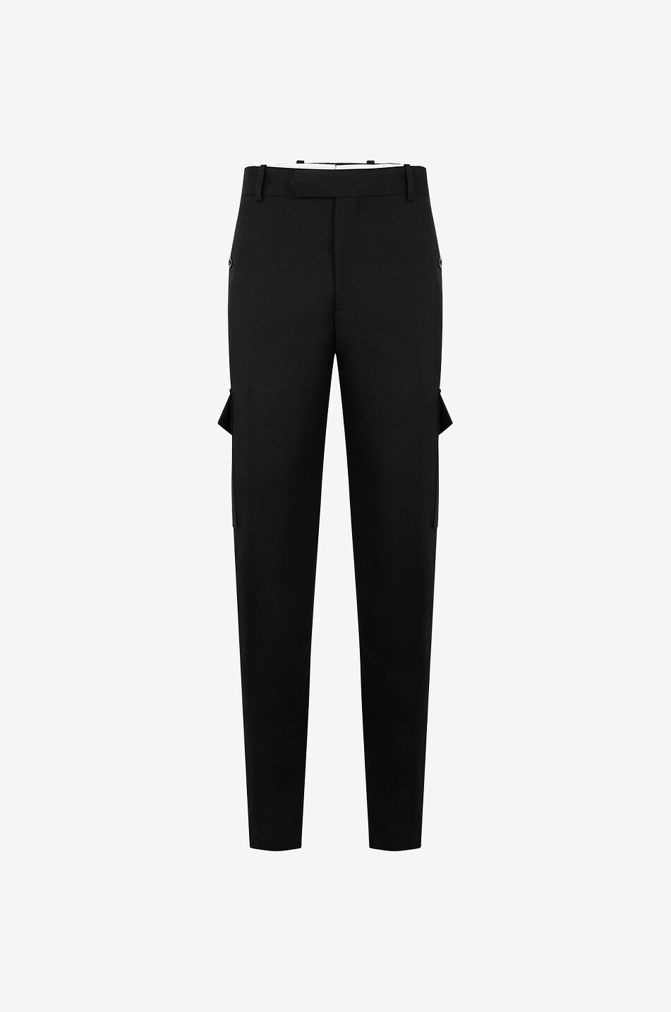 Wool twill slim fit cargo trousers