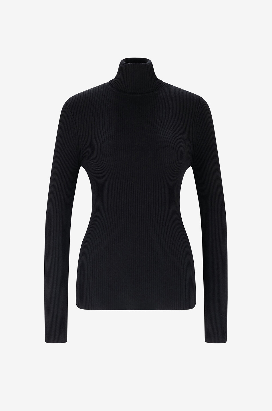 Pull fin côtelé en laine mérinos