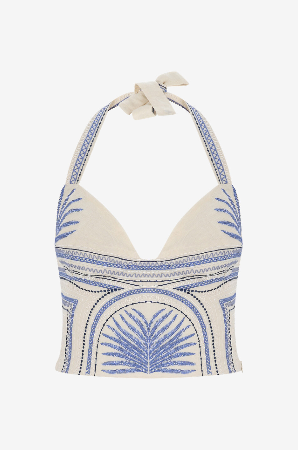 Neckholder-Top aus Leinen und Baumwolle Elide