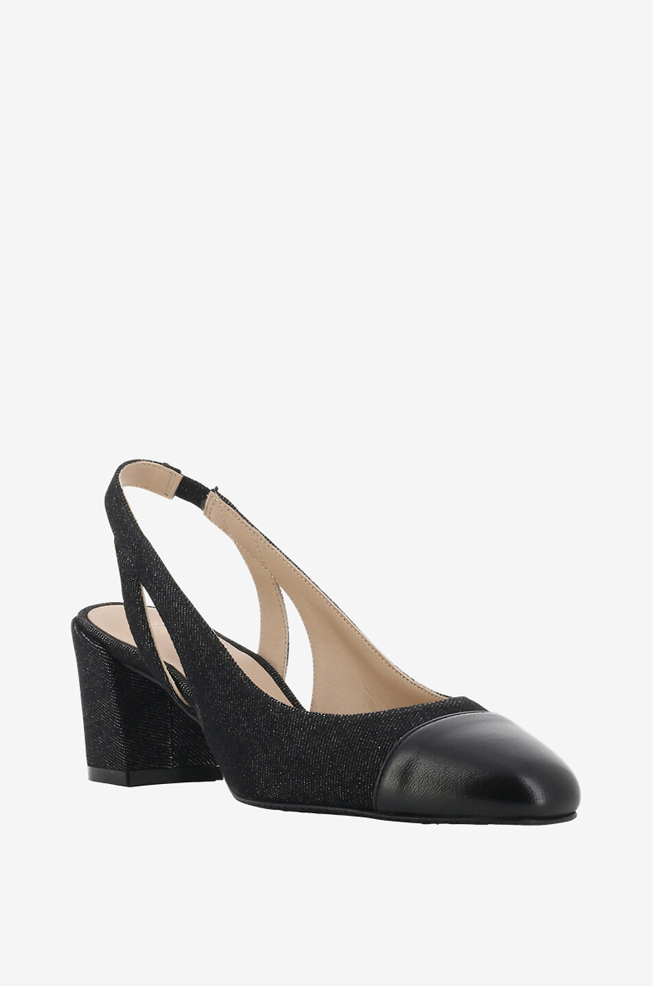 STUART WEITZMAN Escarpins à bride arrière en denim et cuir Sleek 50 Slingback Femme NOIR 1