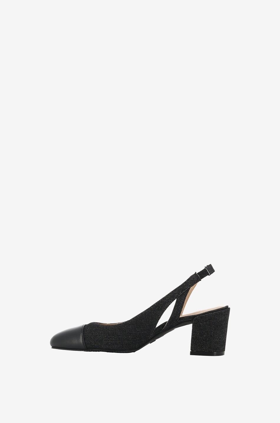 STUART WEITZMAN Escarpins à bride arrière en denim et cuir Sleek 50 Slingback Femme NOIR 3