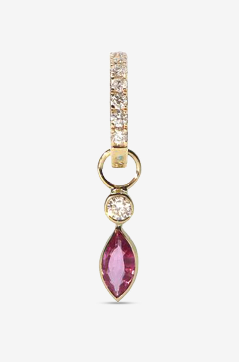 AVINAS Lucky Feather gold and pink sapphire single hoop earring Women PINK 1