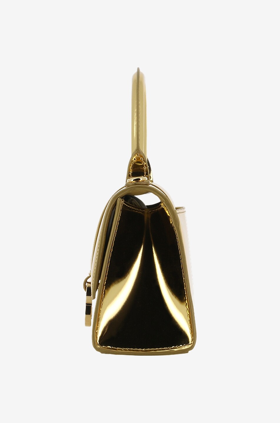 BALENCIAGA Mini sac à main en cuir effet miroir Hourglass Top Handle XS Femme DORE 4