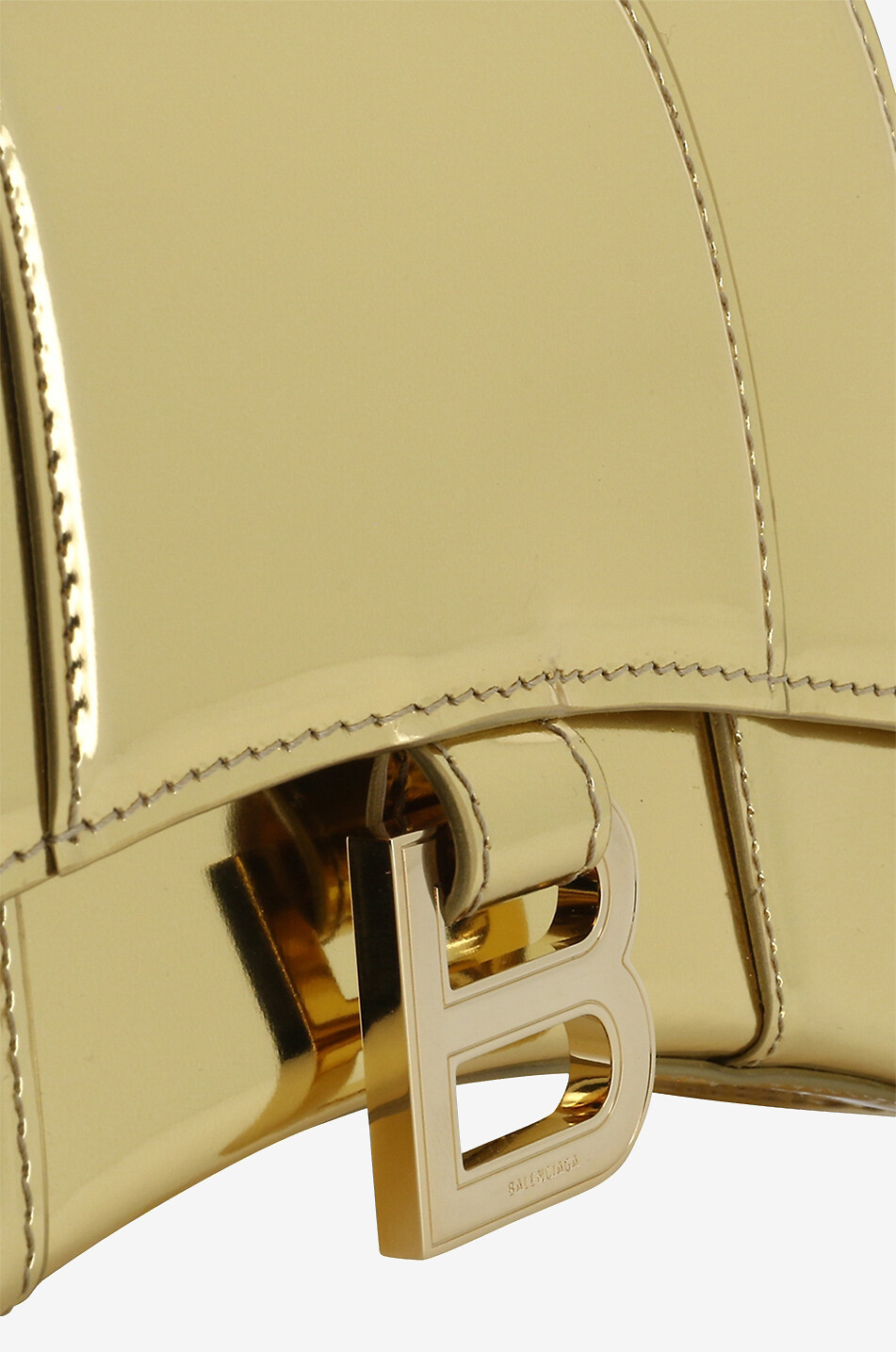 BALENCIAGA Mini sac à main en cuir effet miroir Hourglass Top Handle XS Femme DORE 6