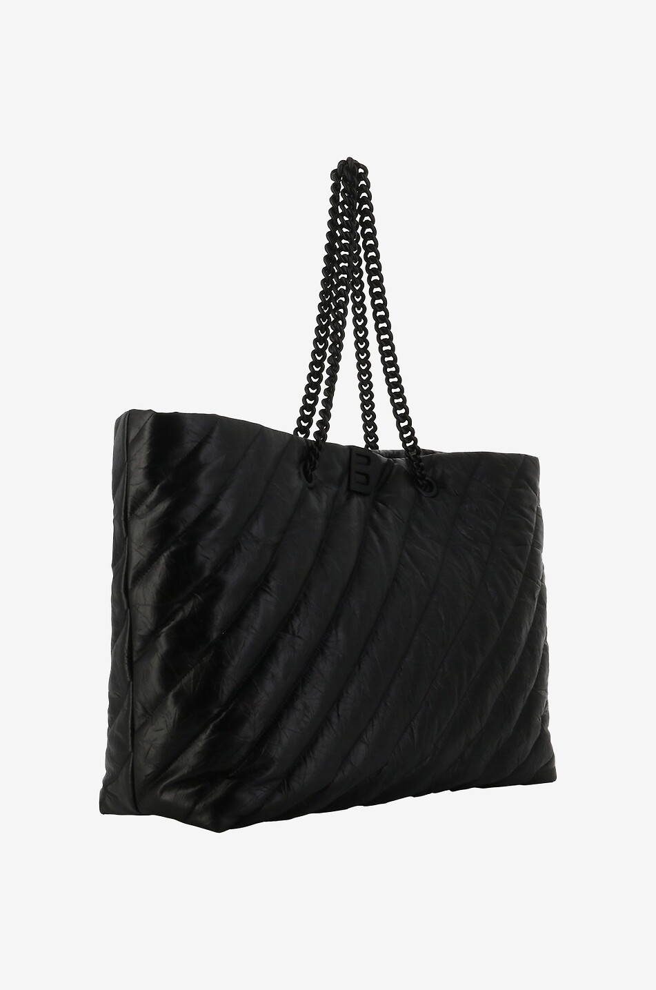 BALENCIAGA Sac cabas en cuir froissé matelassé Crush Carry All L Femme NOIR 2