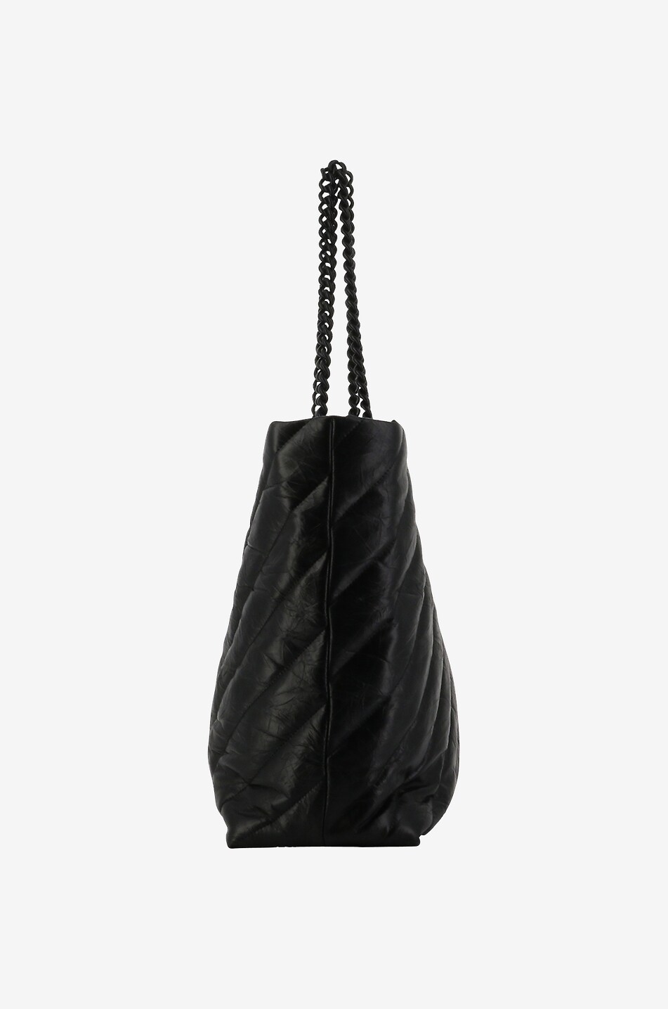 BALENCIAGA Sac cabas en cuir froissé matelassé Crush Carry All L Femme NOIR 4