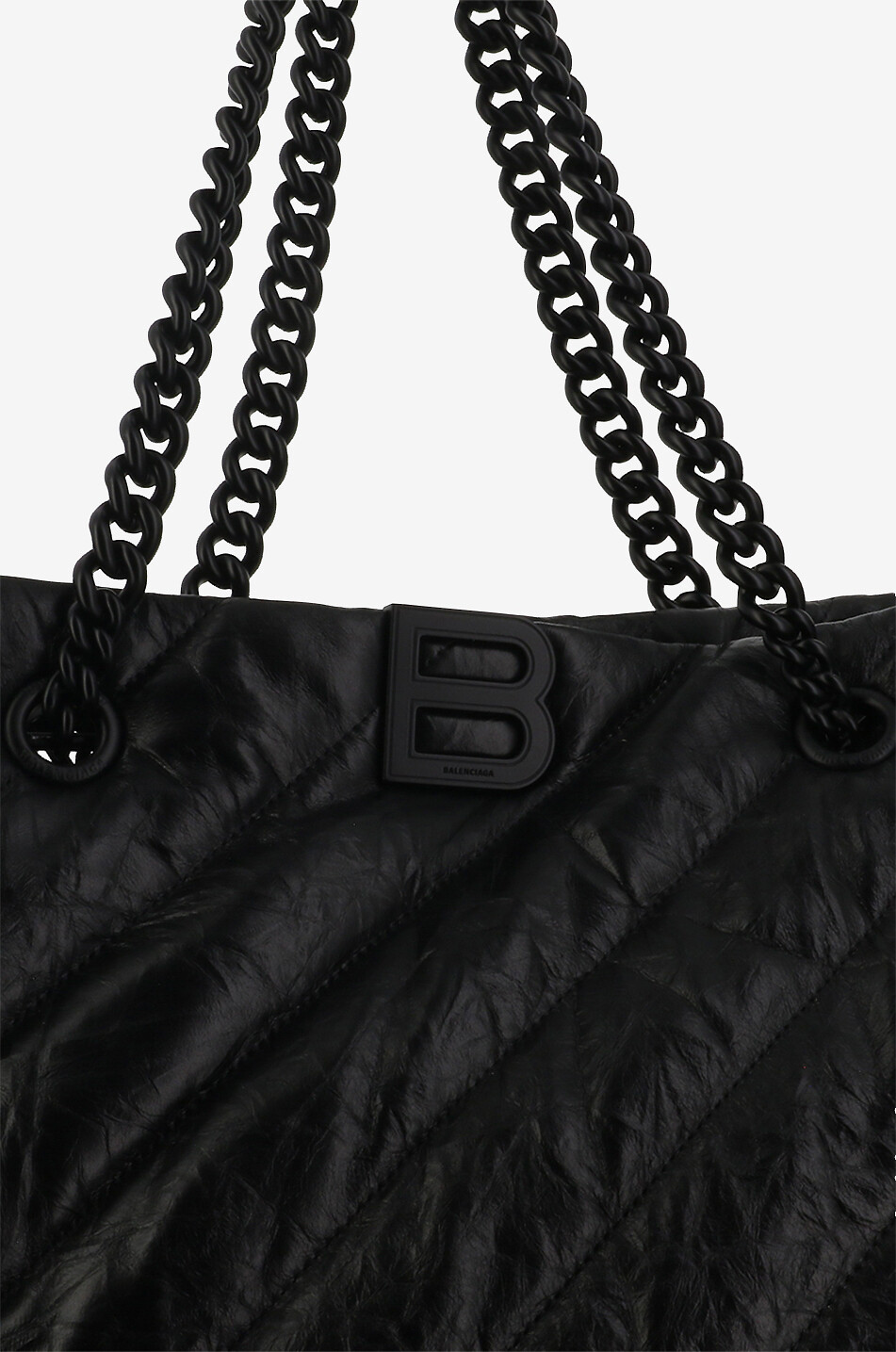 BALENCIAGA Sac cabas en cuir froissé matelassé Crush Carry All L Femme NOIR 5