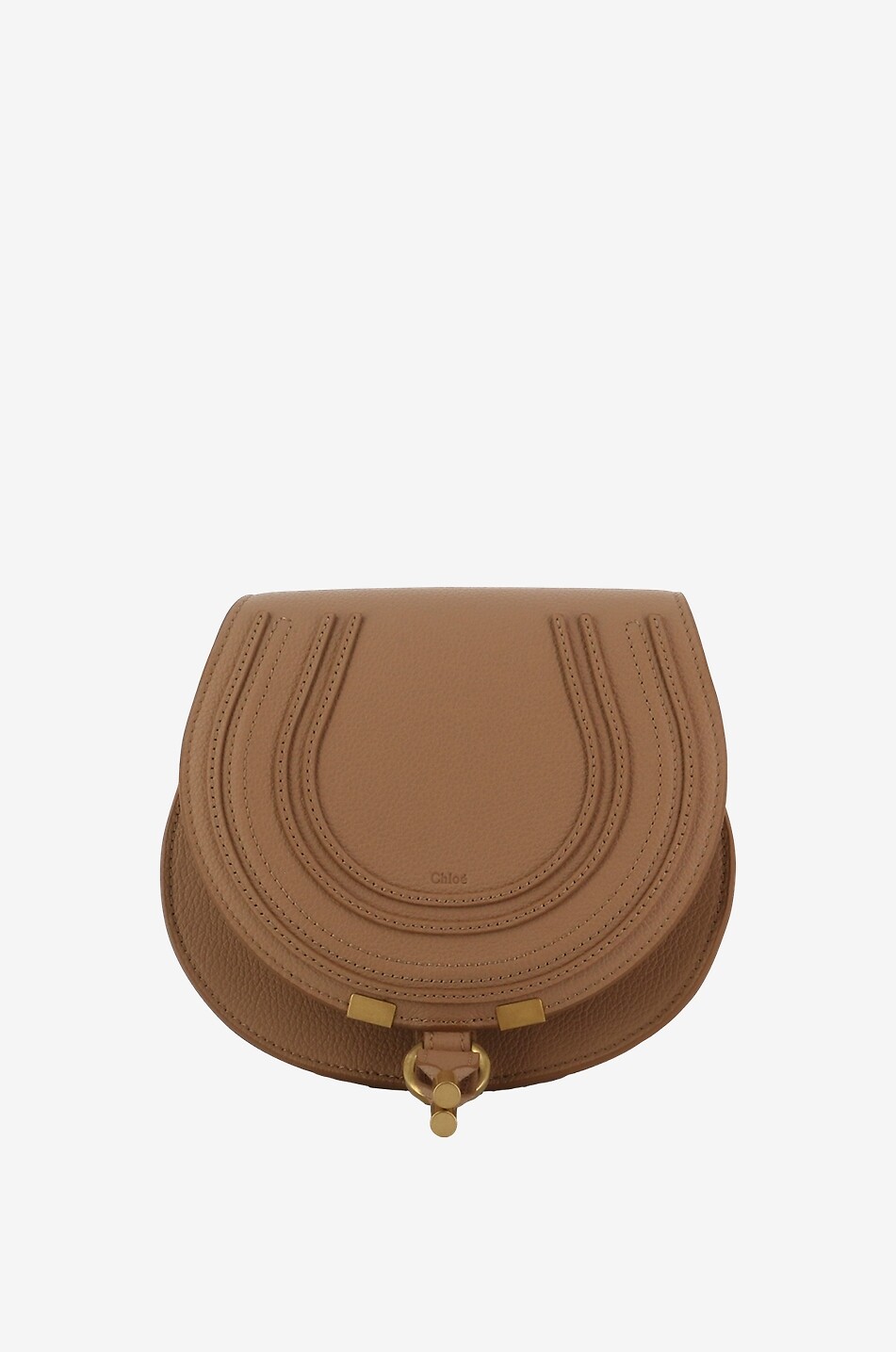 CHLOE Sac porté épaule en cuir grainé Marcie Small Femme Beige clair 1