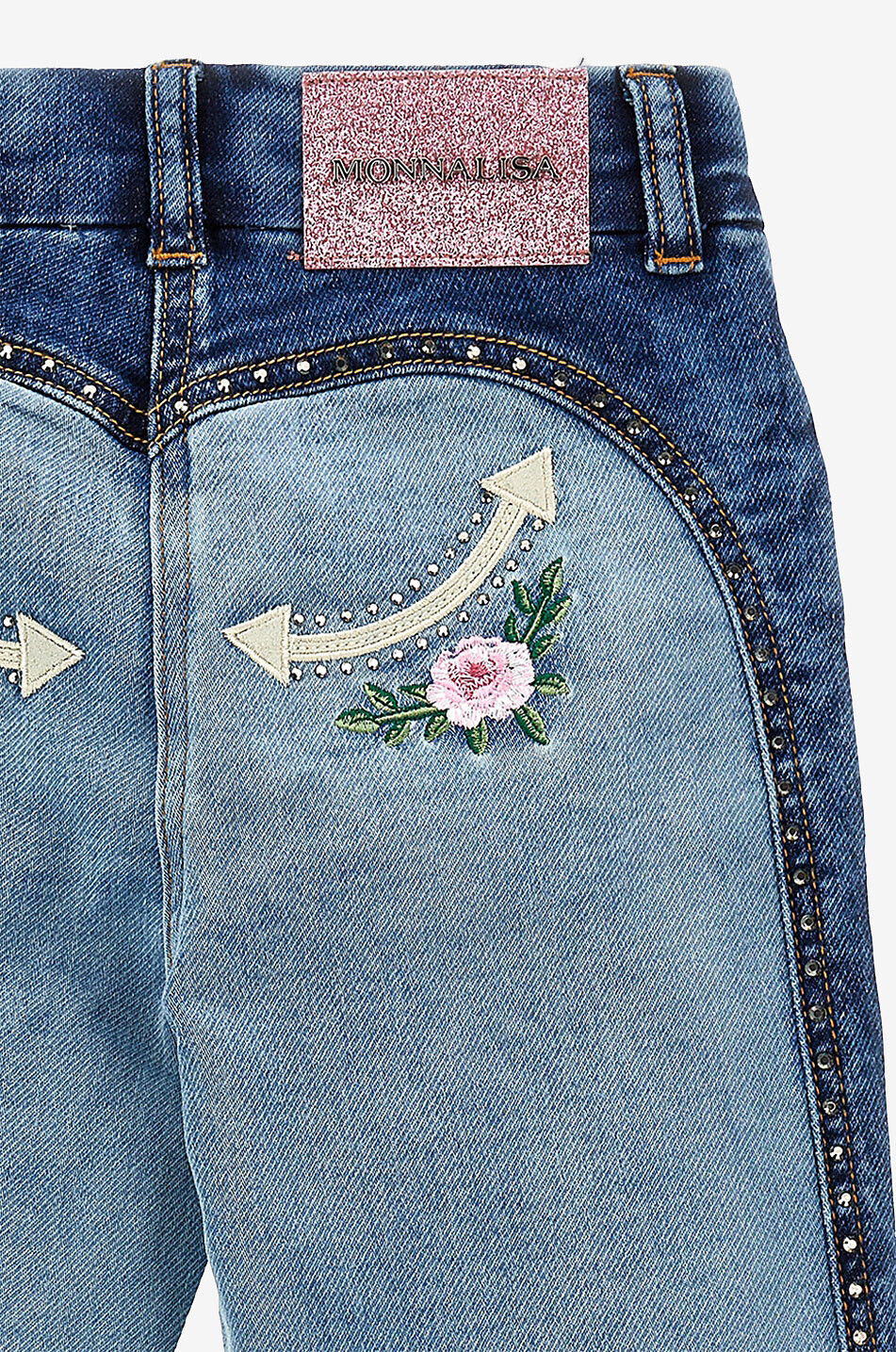 MONNALISA Jean droit bicolore brodé fille Rodeo Fille BLEU 4