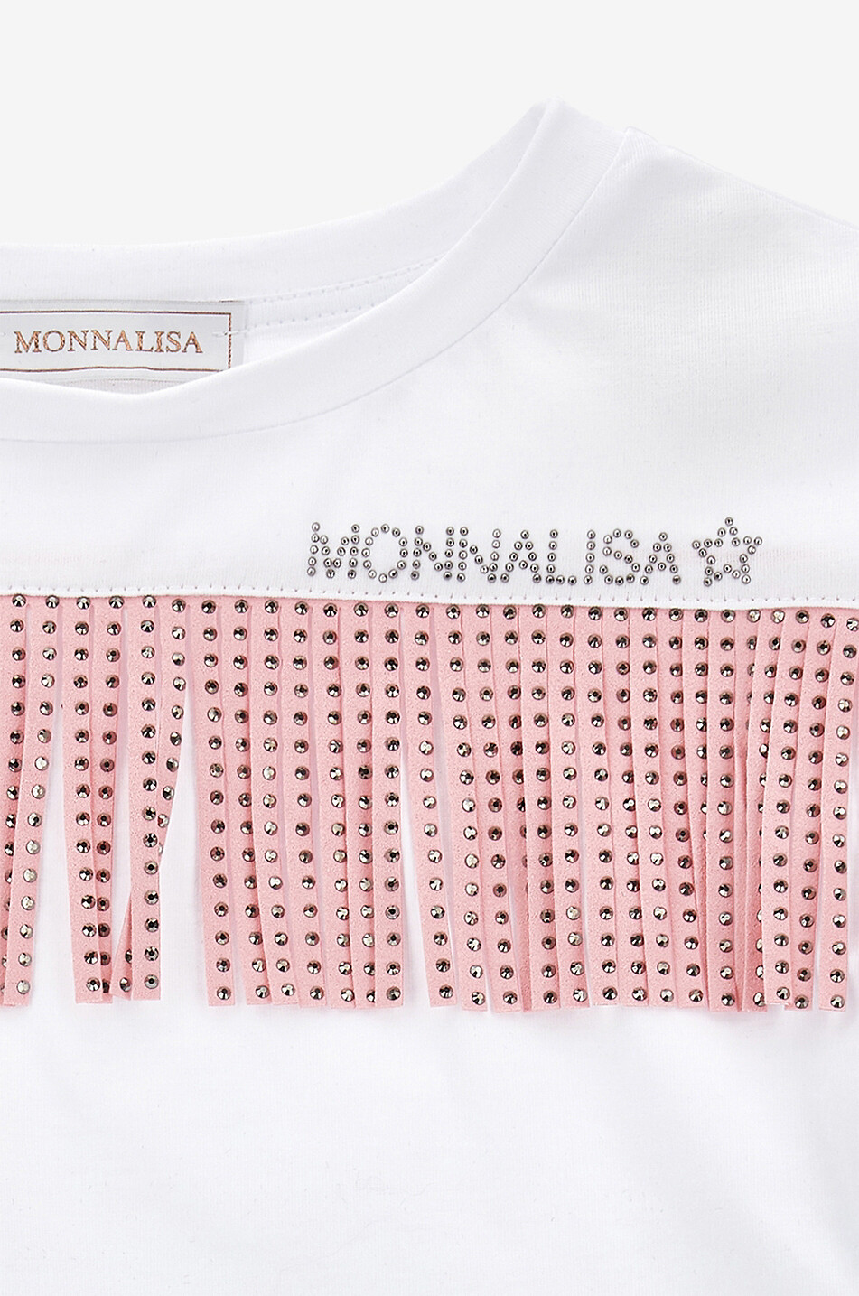MONNALISA Rodeo girl's cropped fringed T-shirt Girl WHITE 3