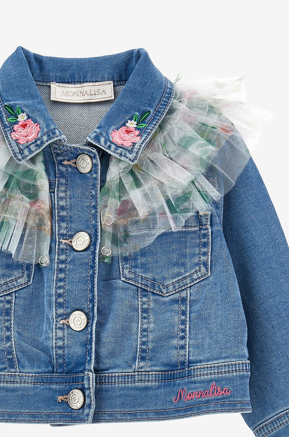 MONNALISA Baby-Denimjacke mit Tüll Stone Bleach Baby BLAU 3