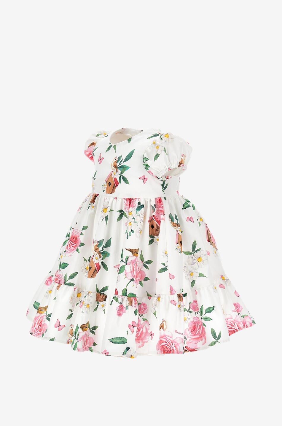 MONNALISA Romantic Garden Bird Houses poplin baby dress Baby MULTI COLOURED 3