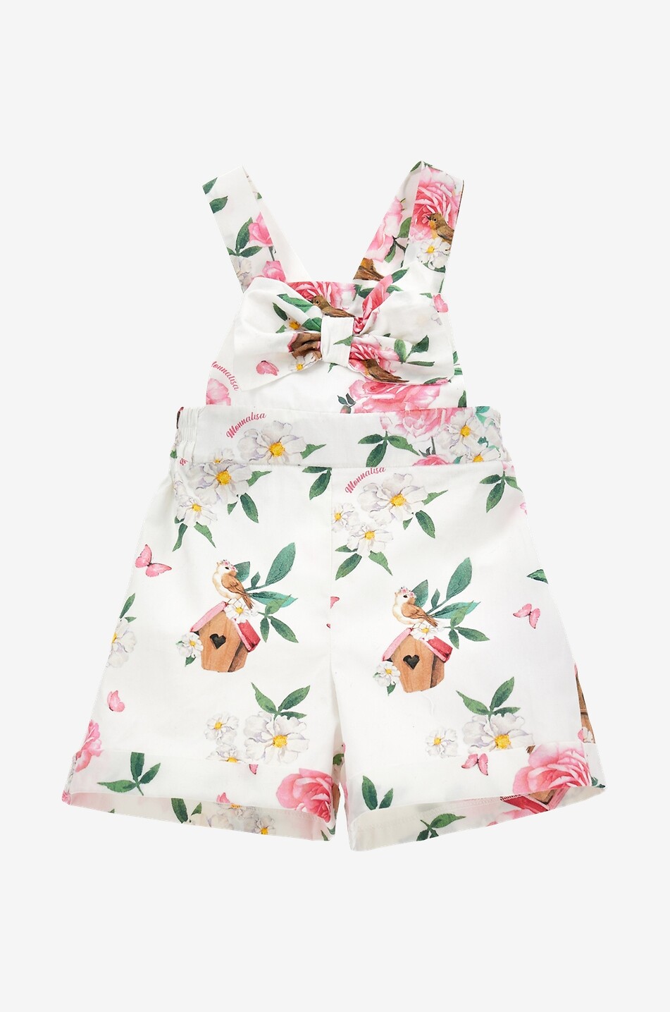 Bird Houses poplin baby dungarees