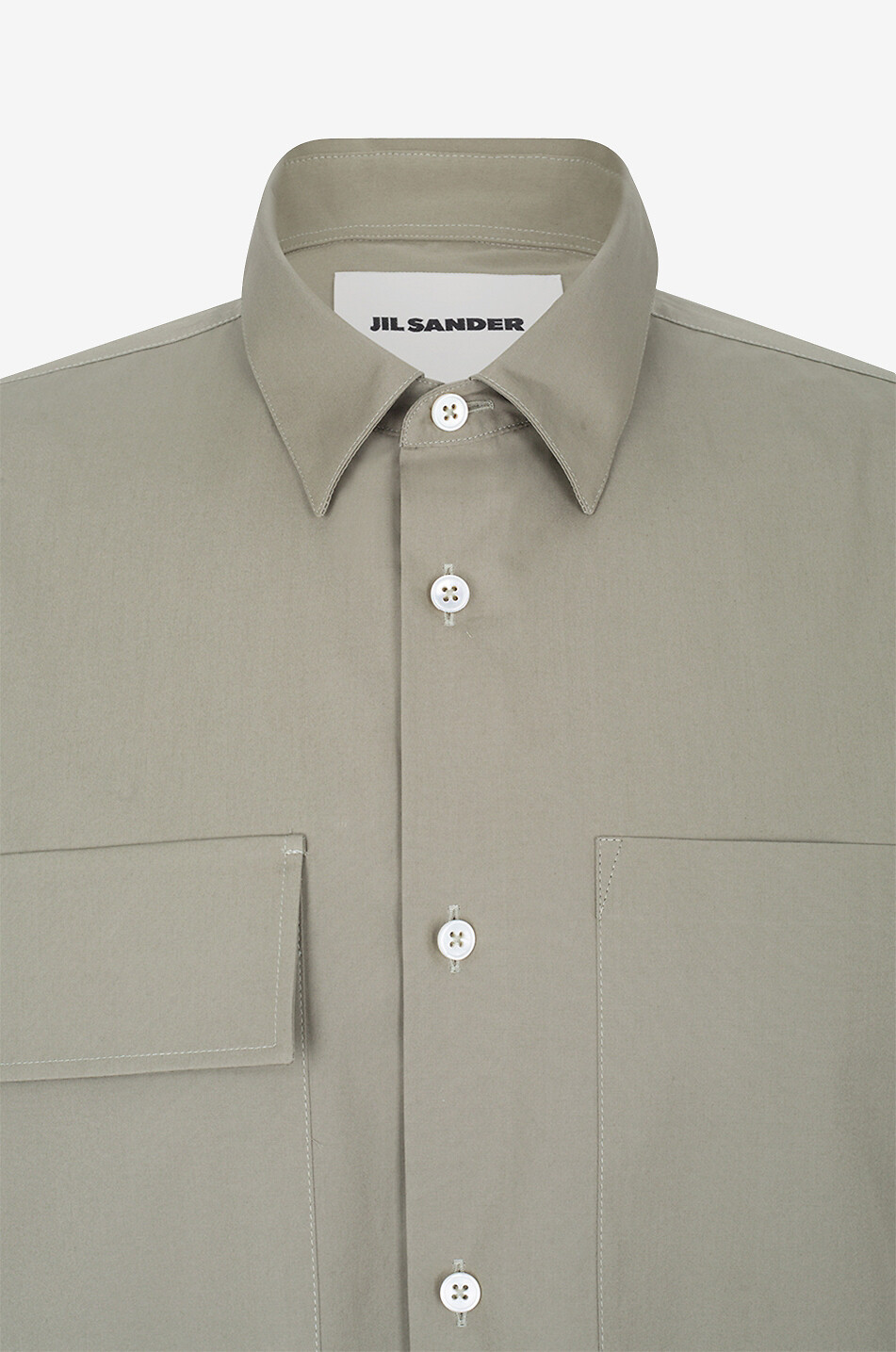 JIL SANDER Bio-Baumwollhemd mit Patten- und aufgesetzter Tasche Herren HELLGRÜN 3