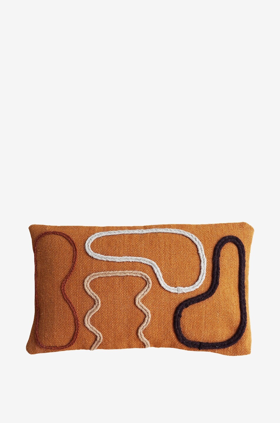 New Block embroidered rectangular wool cushion
