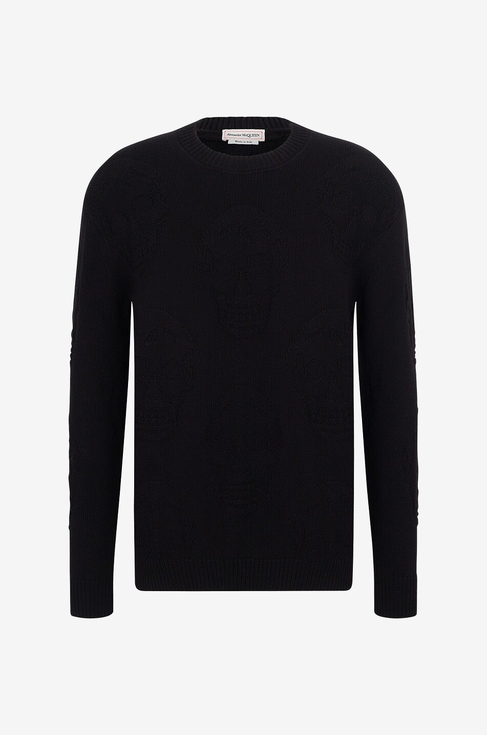 ALEXANDER McQUEEN Pull en coton à motifs Textured Skull Homme NOIR 1