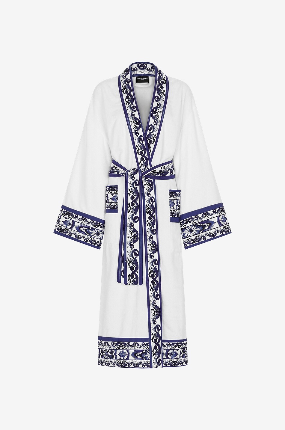 DOLCE & GABBANA Frottee-Bademantel Blu Mediterraneo Damen WEISS 1