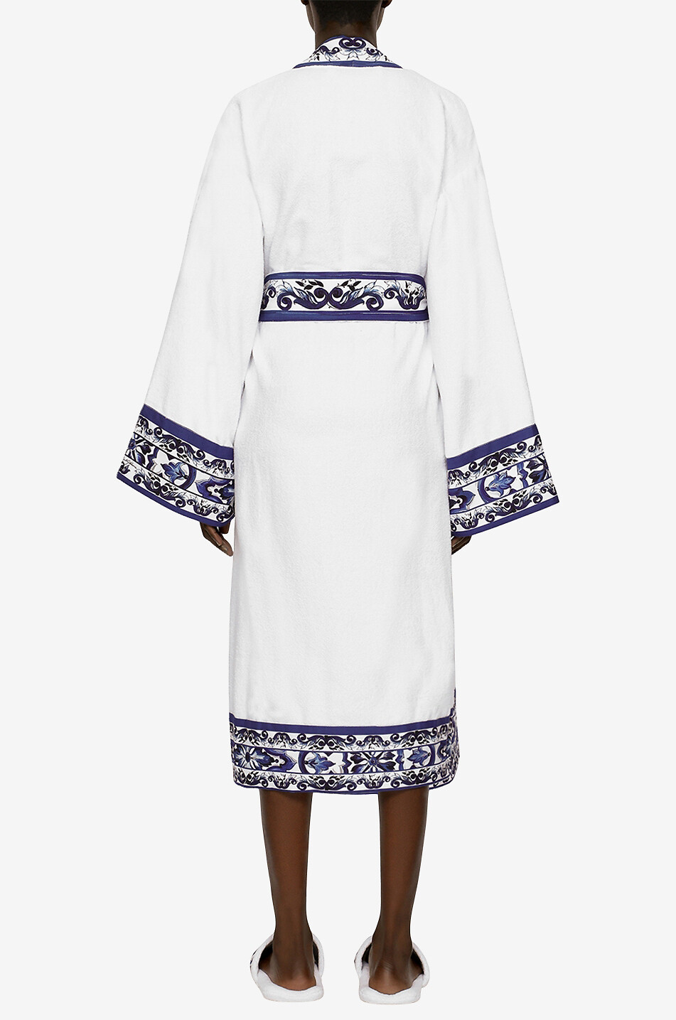 DOLCE & GABBANA Frottee-Bademantel Blu Mediterraneo Damen WEISS 6