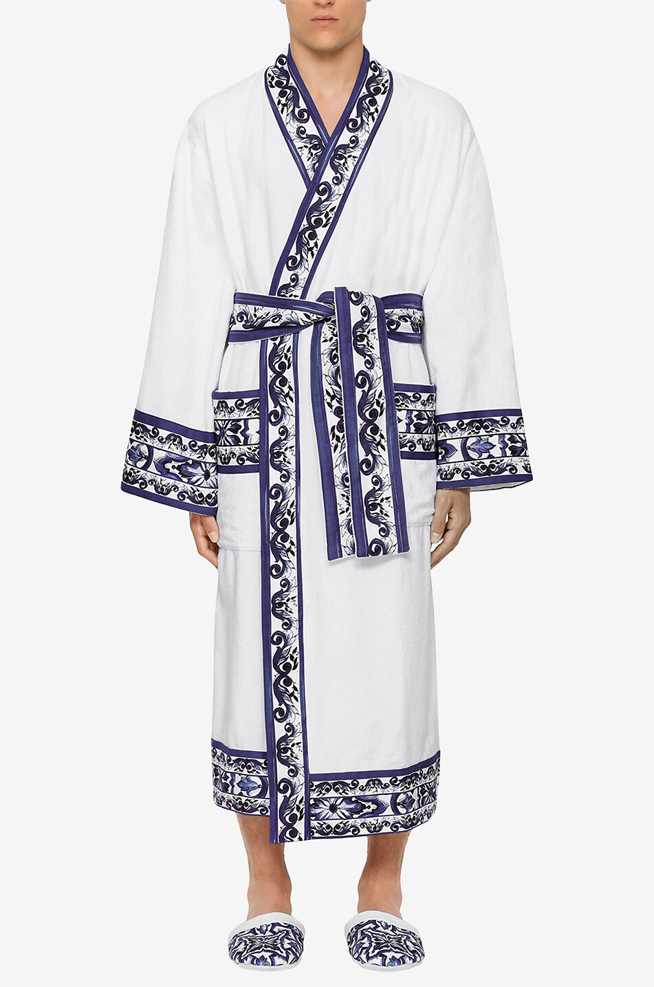 DOLCE & GABBANA Frottee-Bademantel Blu Mediterraneo Damen WEISS 7