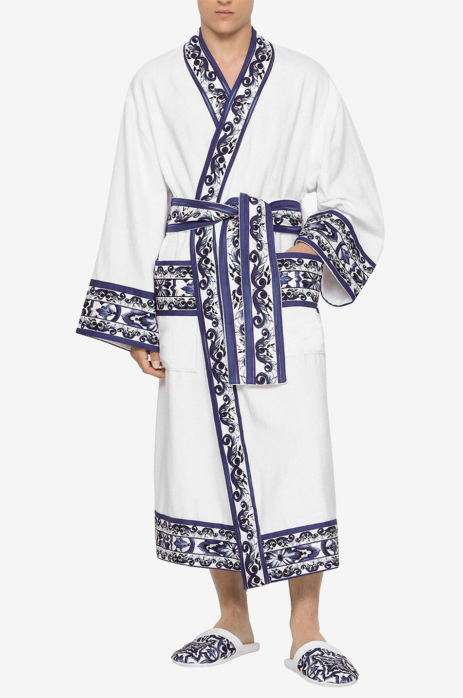 DOLCE & GABBANA Frottee-Bademantel Blu Mediterraneo Damen WEISS 8