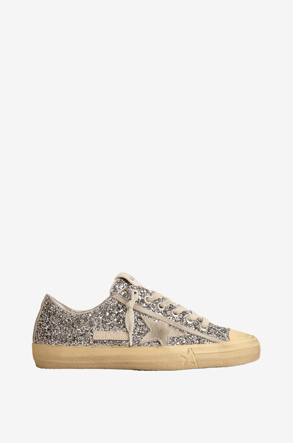 GOLDEN GOOSE Baskets basses à paillettes V-Star Femme ARGENT 1