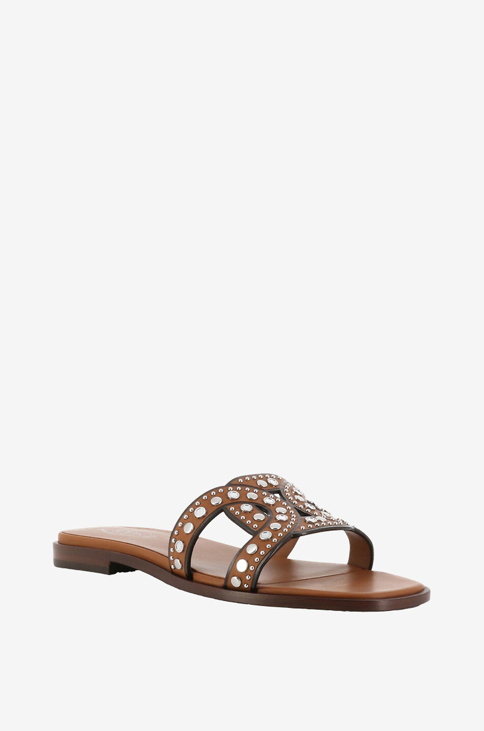 Mules plates en cuir à clous Kate