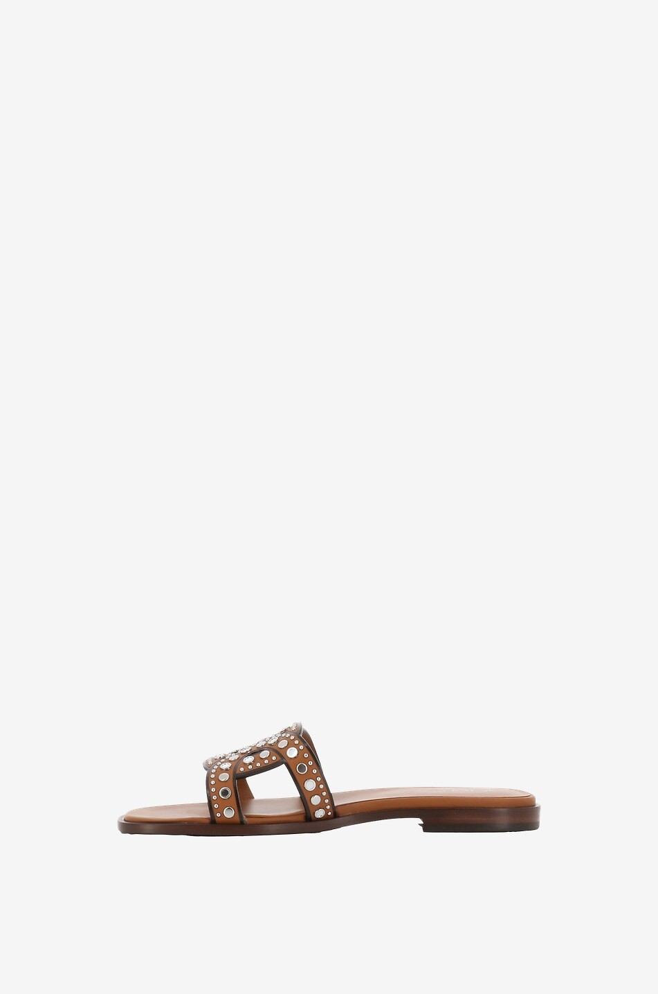 Mules plates en cuir à clous Kate