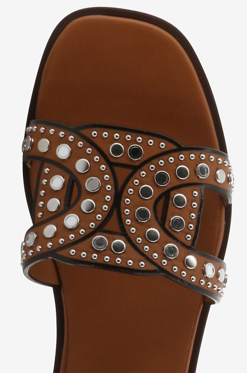 Mules plates en cuir à clous Kate