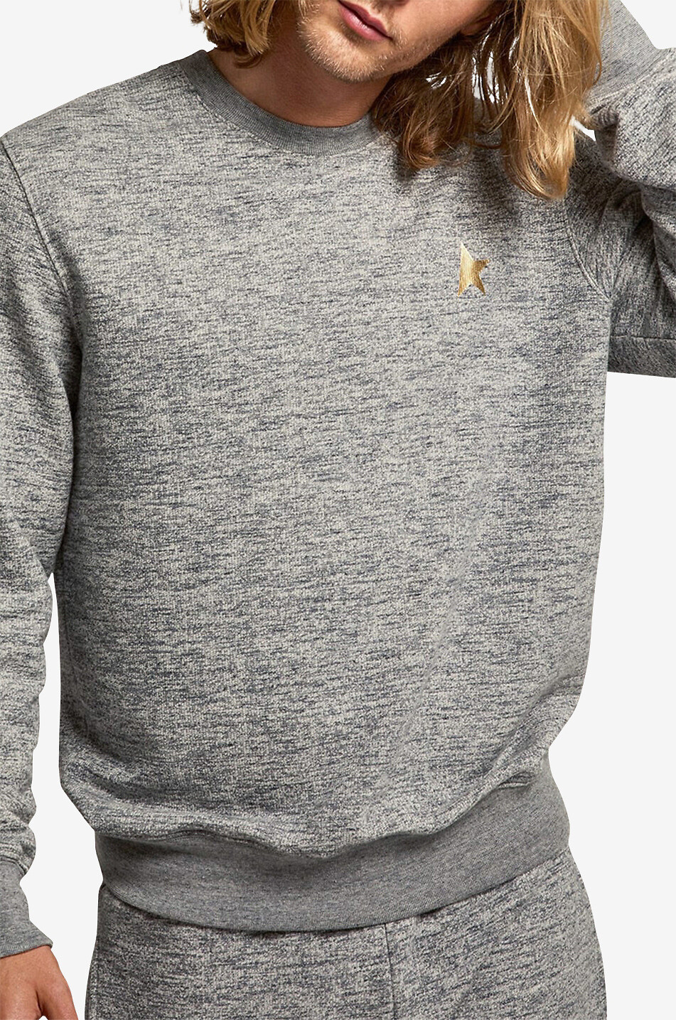 GOLDEN GOOSE Sweat-shirt chiné à col rond Golden Star Homme GRIS MOYEN 2