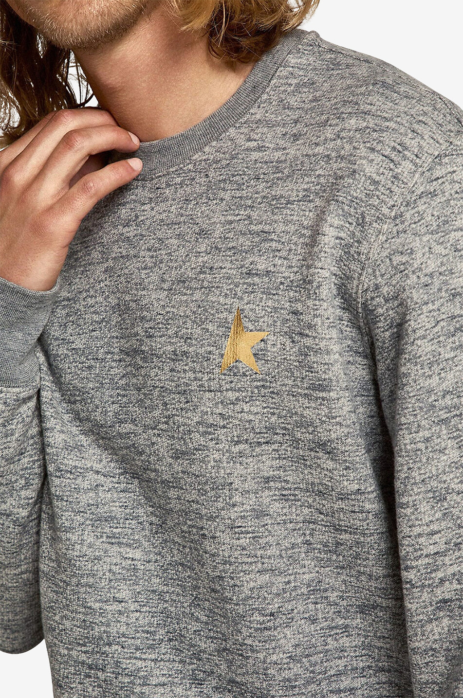 Meliertes Rundhals-Sweatshirt Golden Star
