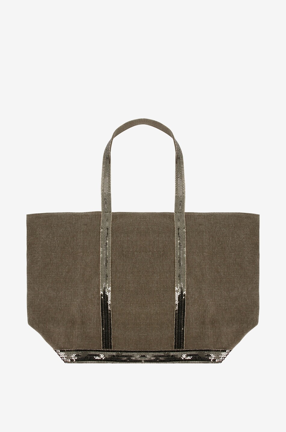 L tote bag in linen and sequins