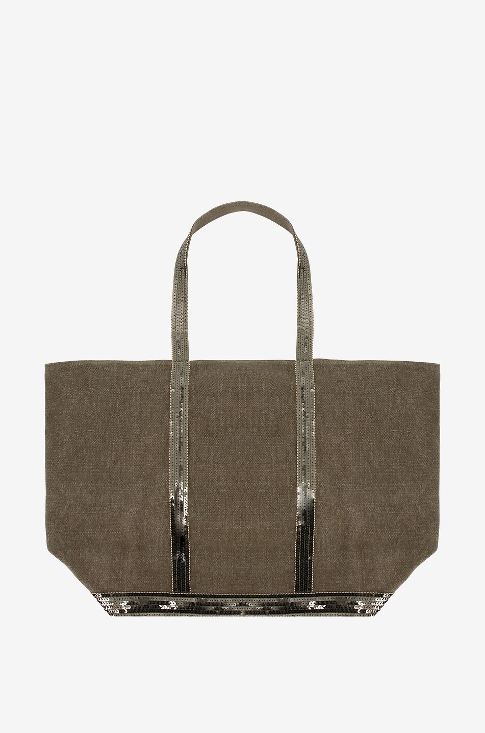 L tote bag in linen and sequins