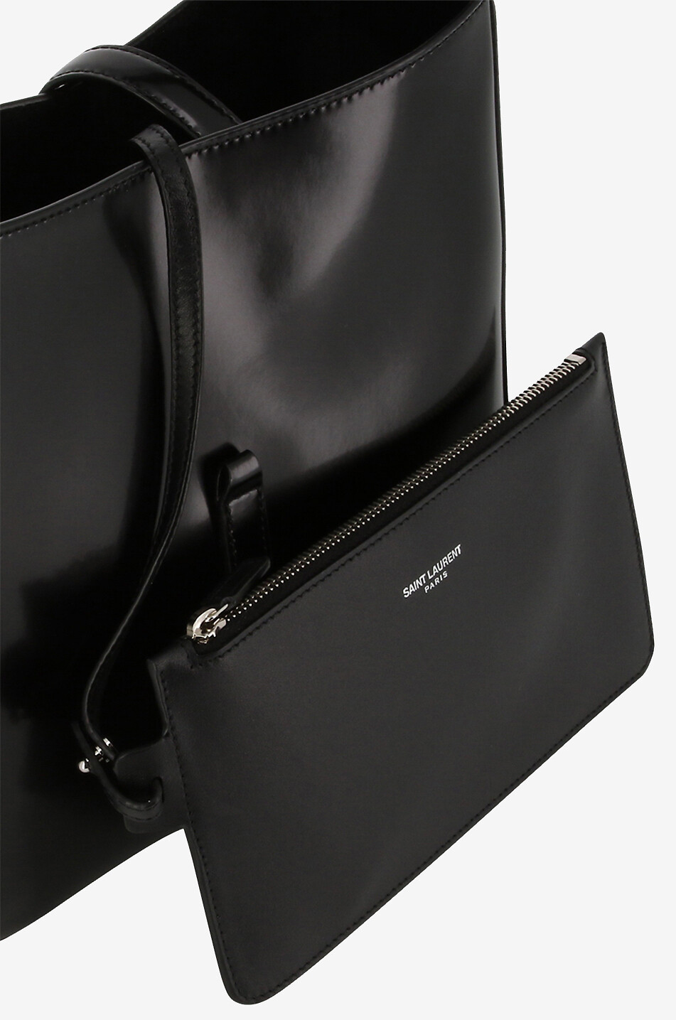 SAINT LAURENT PARIS Le 5 à 7 Small shiny canvas tote bag Women BLACK 5