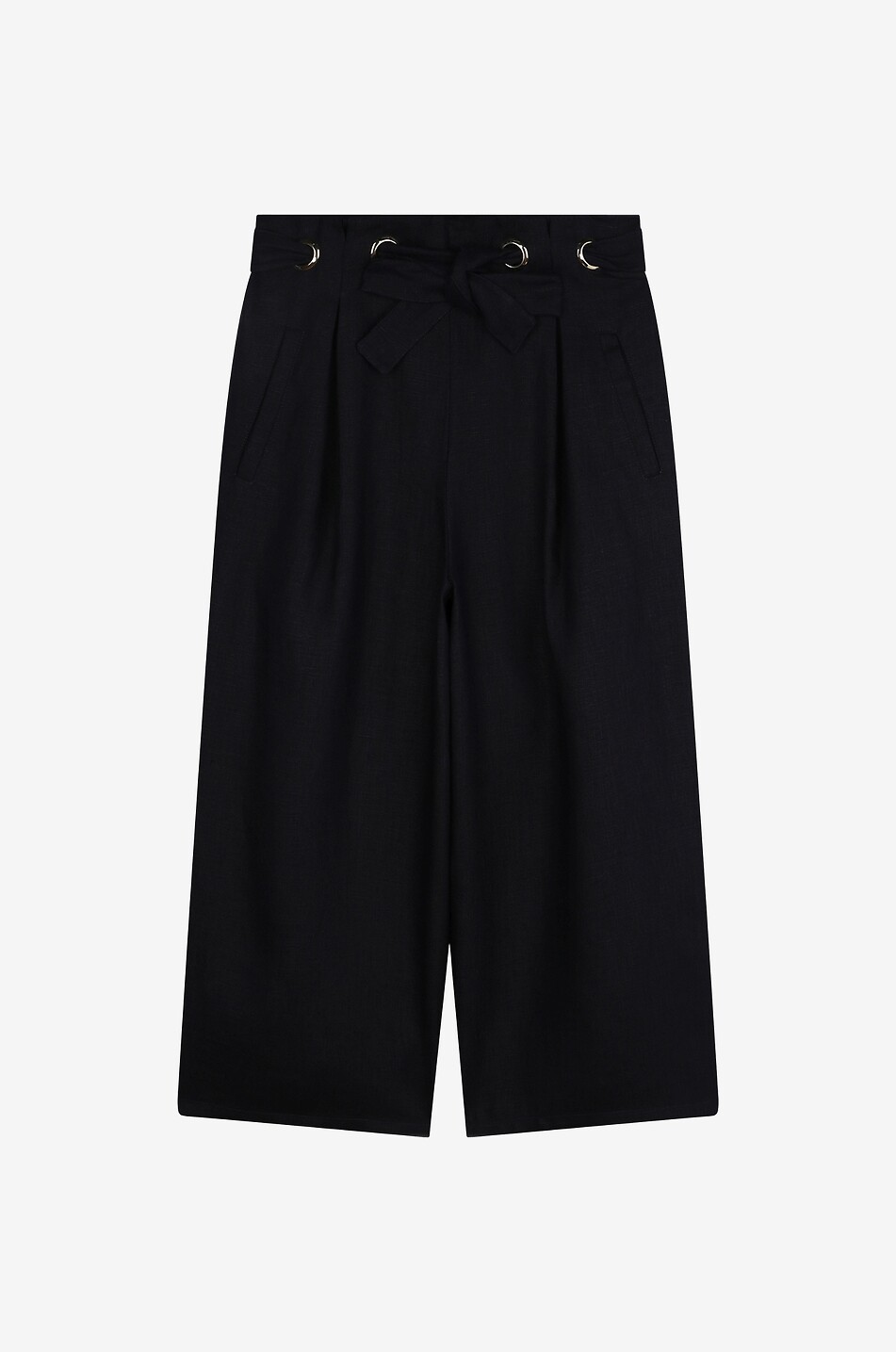 Girl's high-rise wide-leg linen trousers