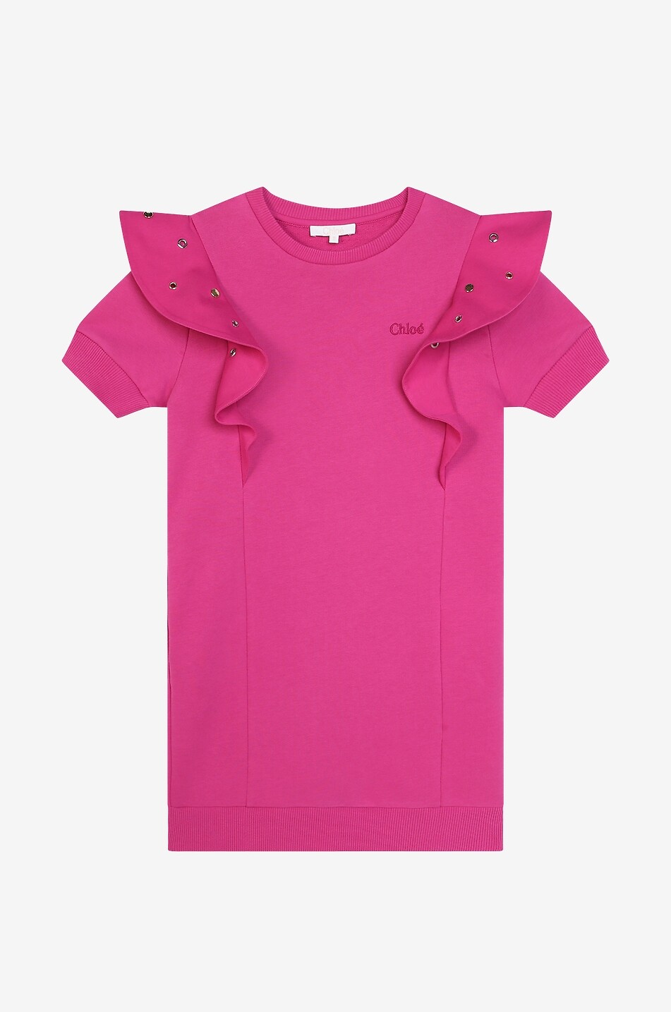 Robe sweat à manches courtes fille embellie de volants