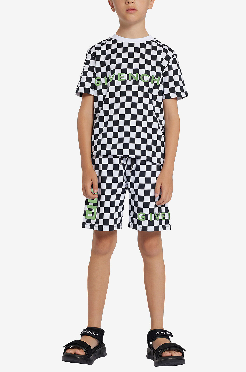 4G boy's checkerboard printed sweat shorts