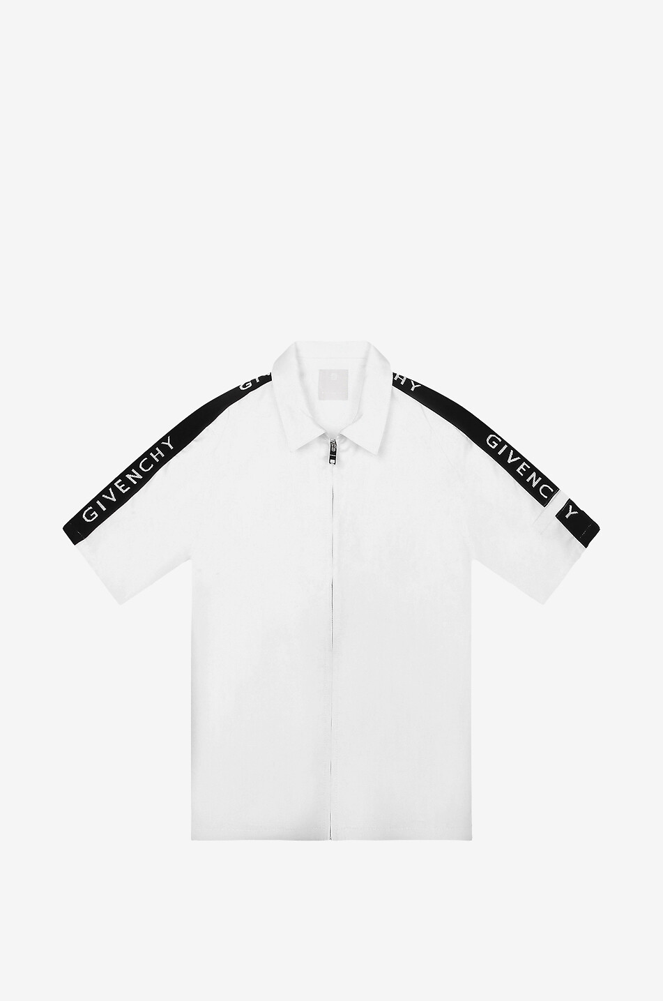 GIVENCHY Jungen-Kurzarm-Hemd mit Zip Logo Tape Junge WEISS 1
