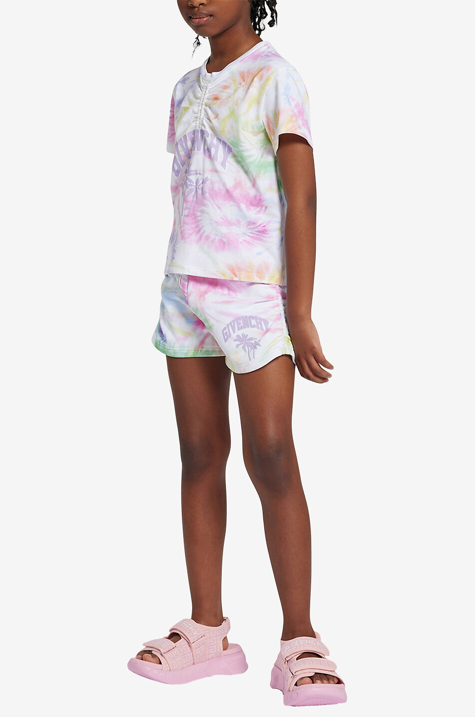 Short sweat fille motif Tie-and-Dye et Logo