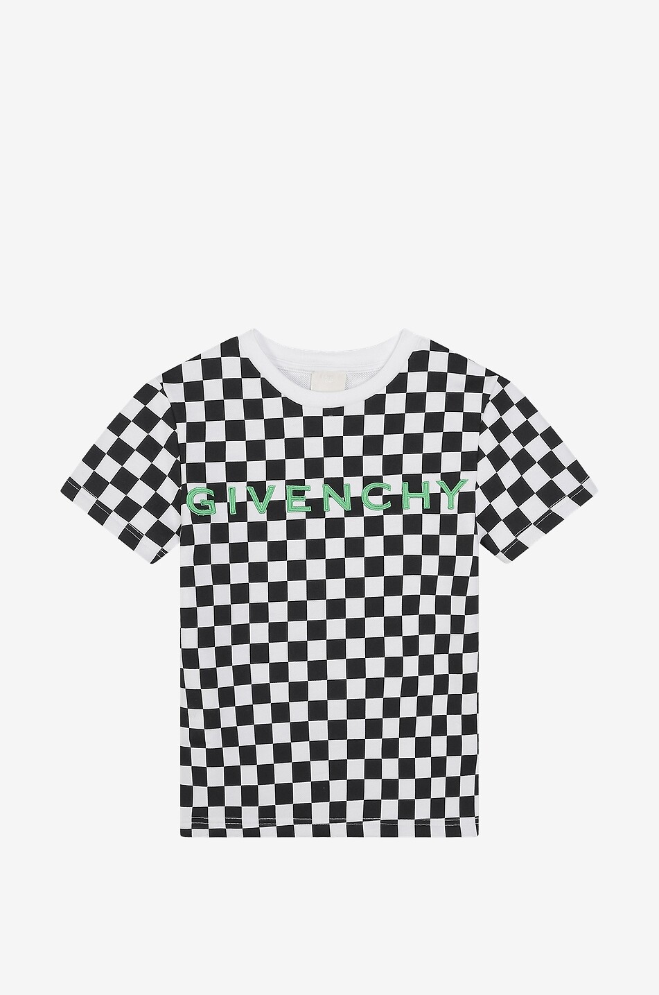 T-shirt garçon motif damier et logo