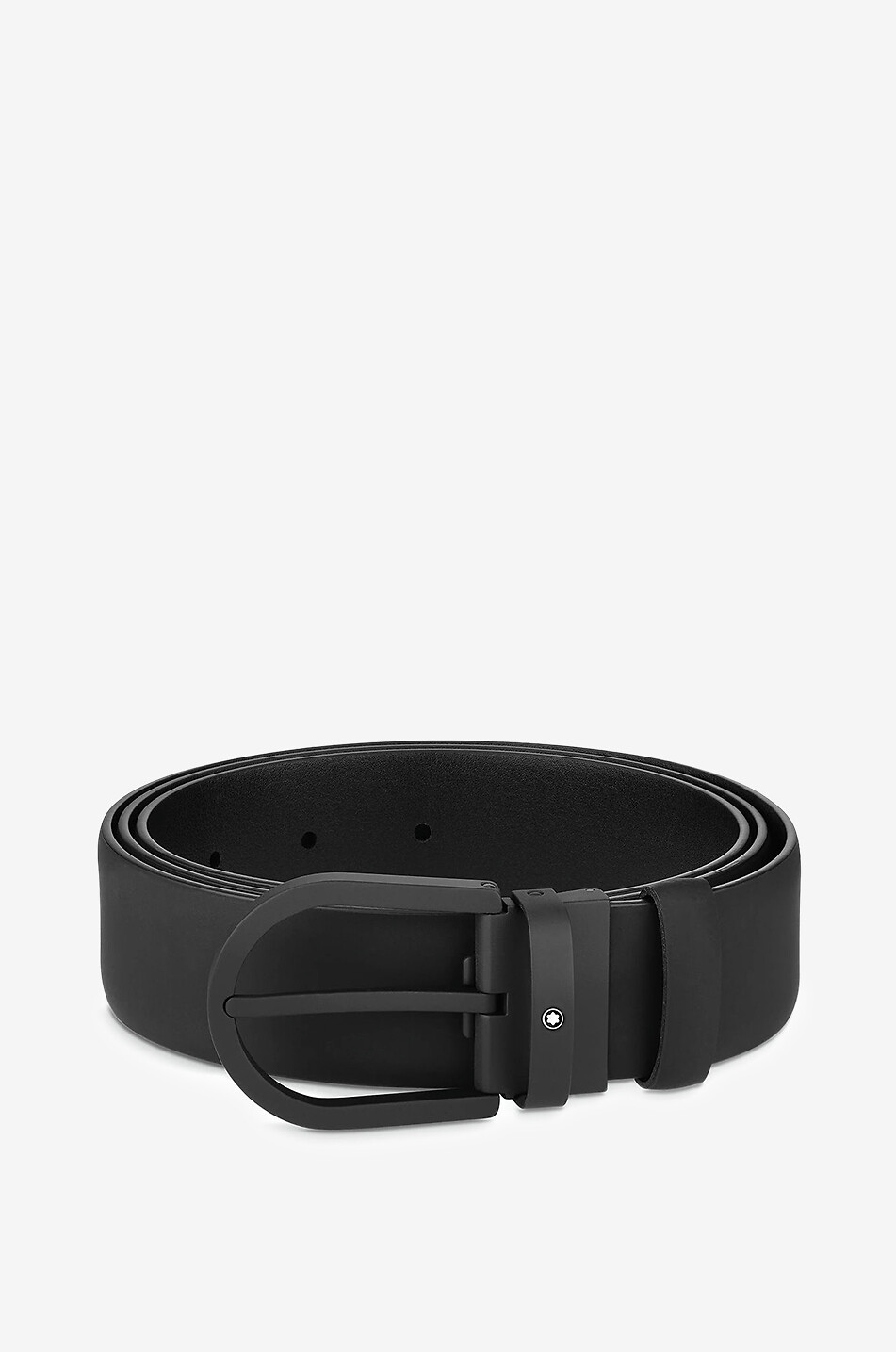 Horseshoe buckle black 35 mm leather belt