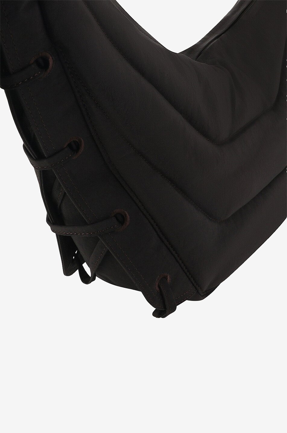 LEMAIRE Soft Game Moyen nylon shoulder bag Men DARK BROWN 4