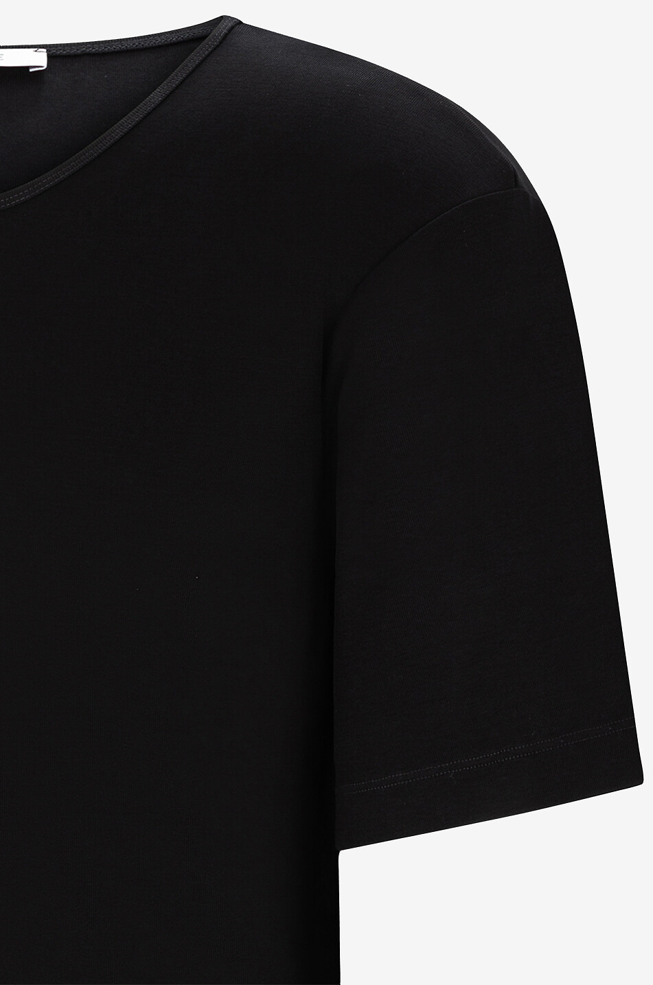 Geripptes T-Shirt mit U-Ausschnitt